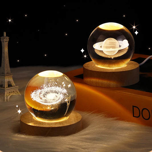 3D Moon Crystal Ball Table Lamp